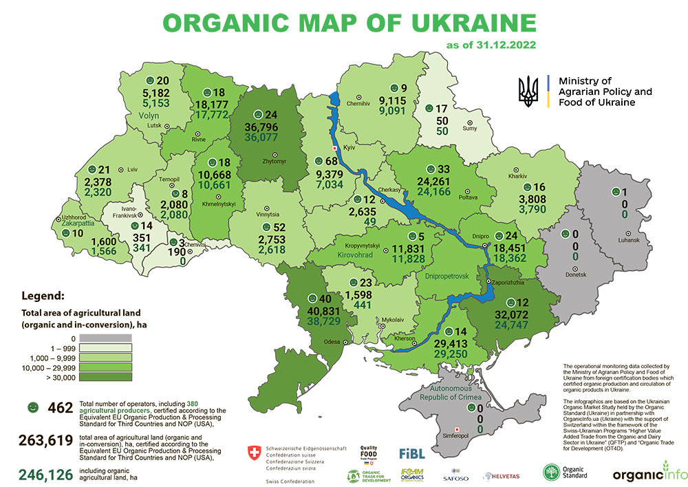Organic Map of Ukraine 2022 (as of 31.12.2022)
